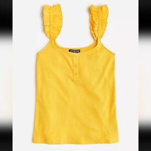 NWT Women's J Crew Scrunchie-strap henley tank in solar yellow vintage rib Sz XS